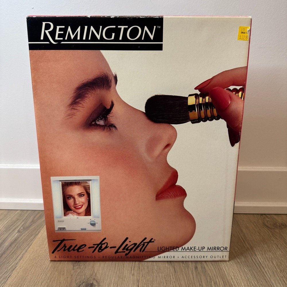 Vintage Remington True-to-Light Lighted Make-Up Mirror 4 Light Setting White NEW